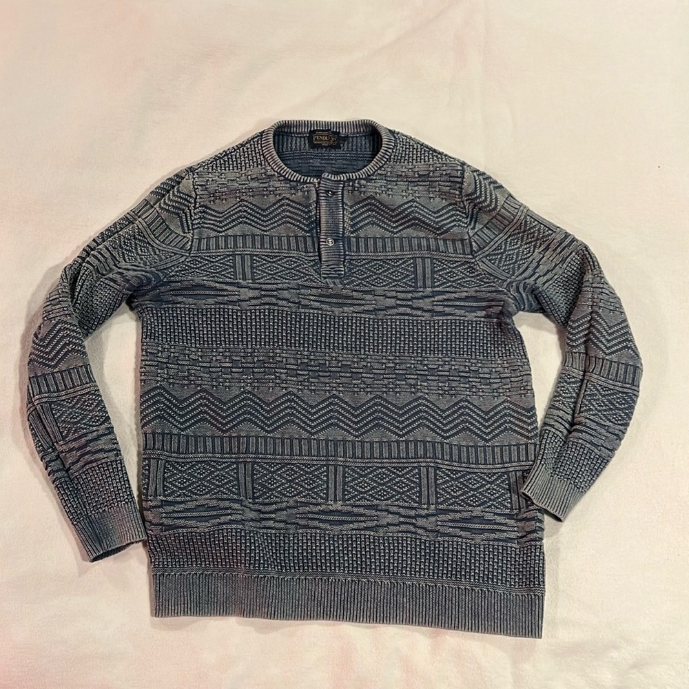 Gently Used Pendleton Blue Henley Sweater - Size Large
